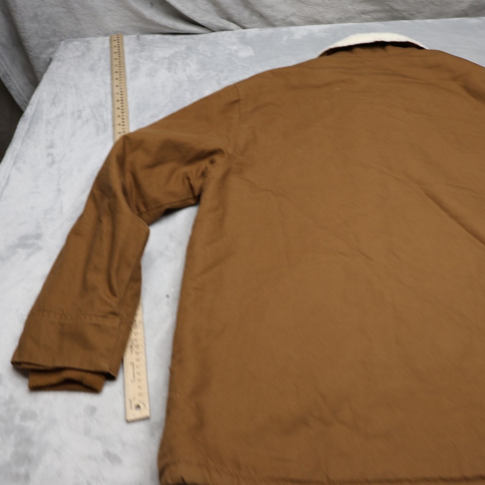 Lee Jacket Mens Large Brown Sherpa Lined Canvas Rugged Trucker Work Full Zip - Picture 8 of 12